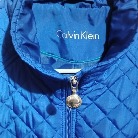 Calvin Klein Quilted Vest Blue Hand Warmer Style Pockets Sz XS - Picture 3 of 13
